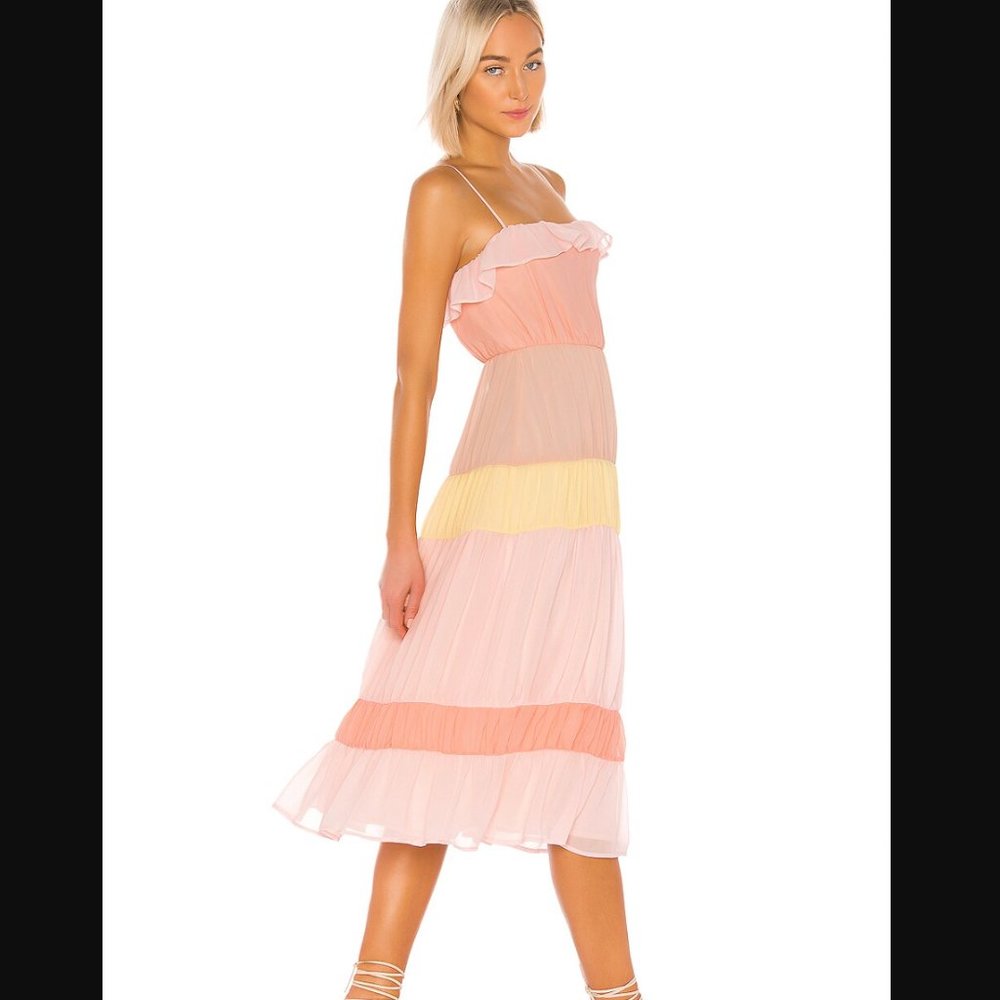 LOVERS + FRIENDS pastel pink Acer tiered ruffle midi dress - Picture 9 of 10